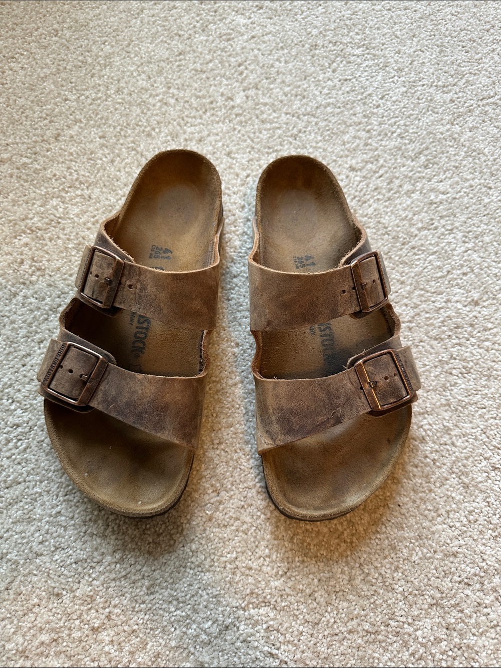 Birkenstock Brown Two-Strap Suede Sandals